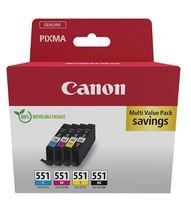 Canon CLI-551 Multipack, cartuse CLI551: BK+C+M+Y (4 x 7 ml)