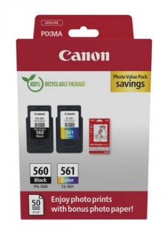 Canon PG-560 + CL-561 Pachet cartuse originale (Black & Colour + 10x15 Photo Paper 50 coli) (PG560+CL561)