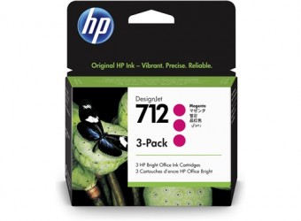 HP 3ED78A pachet 3 cartuse cerneala Magenta, 3 x 29 ml, (HP712)
